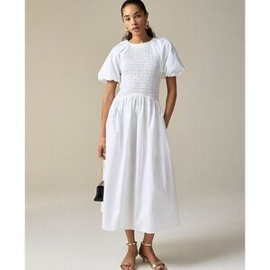 NWT! J. Crew White Meadow Midi Dress in Cotton Poplin Size XXL